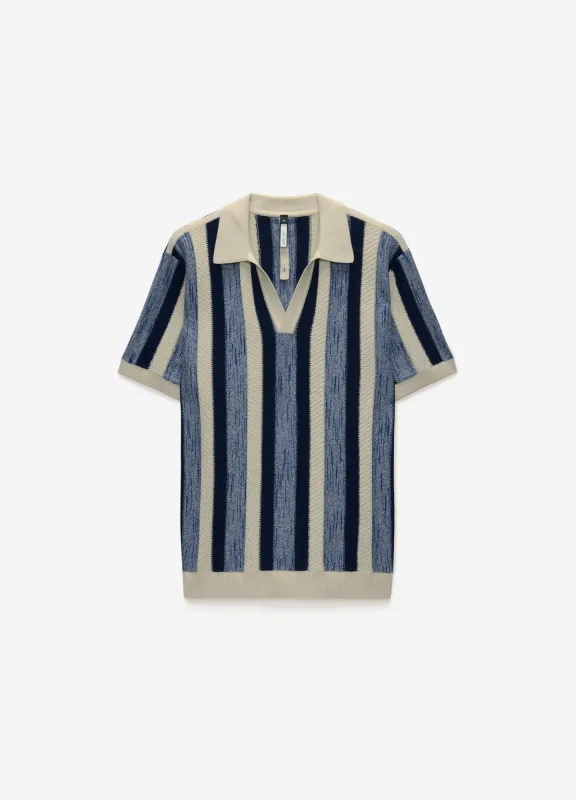 Vertical Stripe Polo Blue sold by Calibre