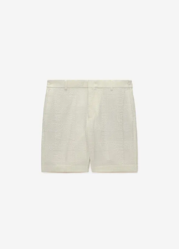 Seersucker Check Shorts Stone sold by Calibre