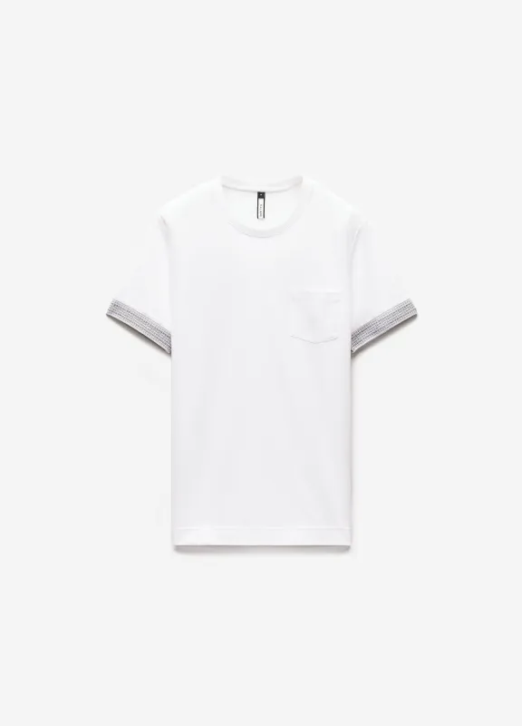 Stripe Jacquard Cuff T-shirt White sold by Calibre