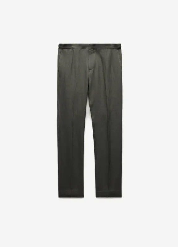 Linen Tab Detail Pants Dark Khaki sold by Calibre