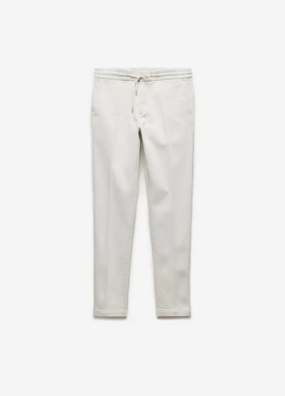 Dobby Denim Drawstring Pants Almond sold by Calibre