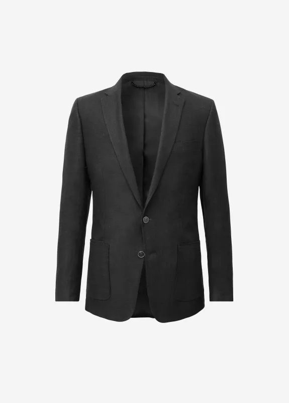 Textured Linen Wool Blazer Black sold by Calibre