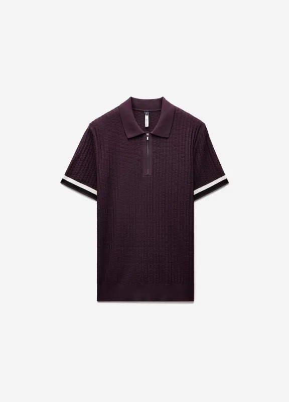 Double Stripe Polo Aubergine sold by Calibre