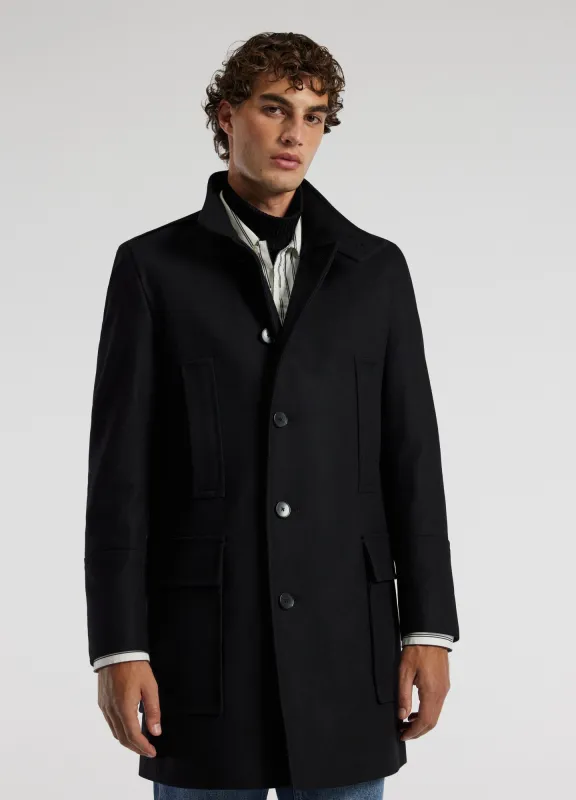 Military Melton Coat Black sold by Calibre
