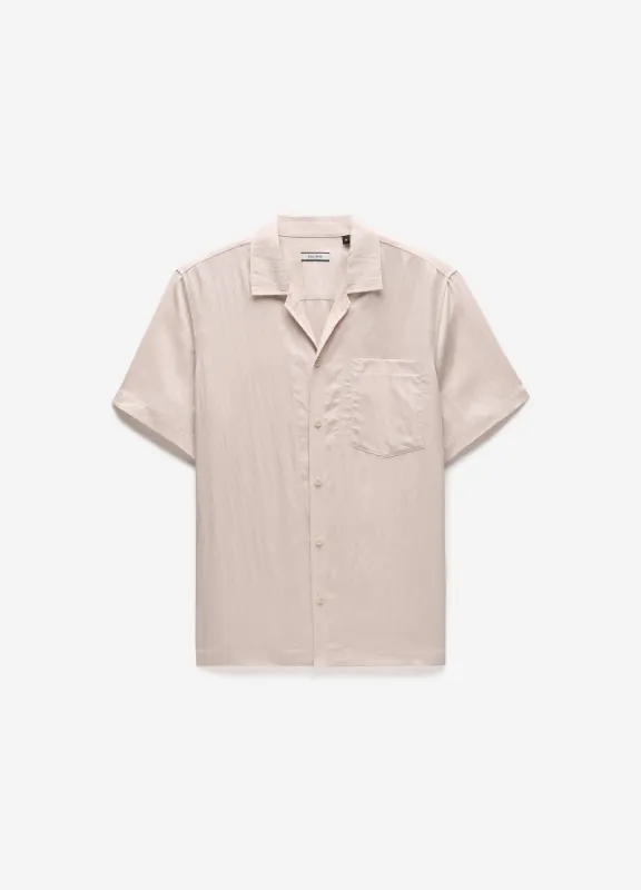 Washed Twill Short Sleeve Shirt Musk sold by Calibre