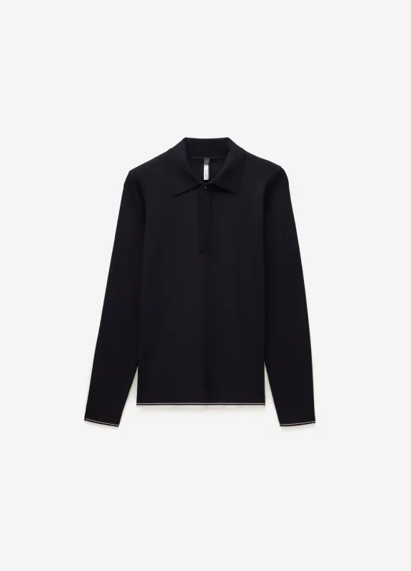 Tipped Edge Long Sleeve Polo Navy sold by Calibre