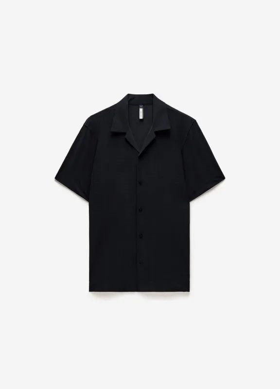 Self Stripe Cuban Collar Shirt Black sold by Calibre