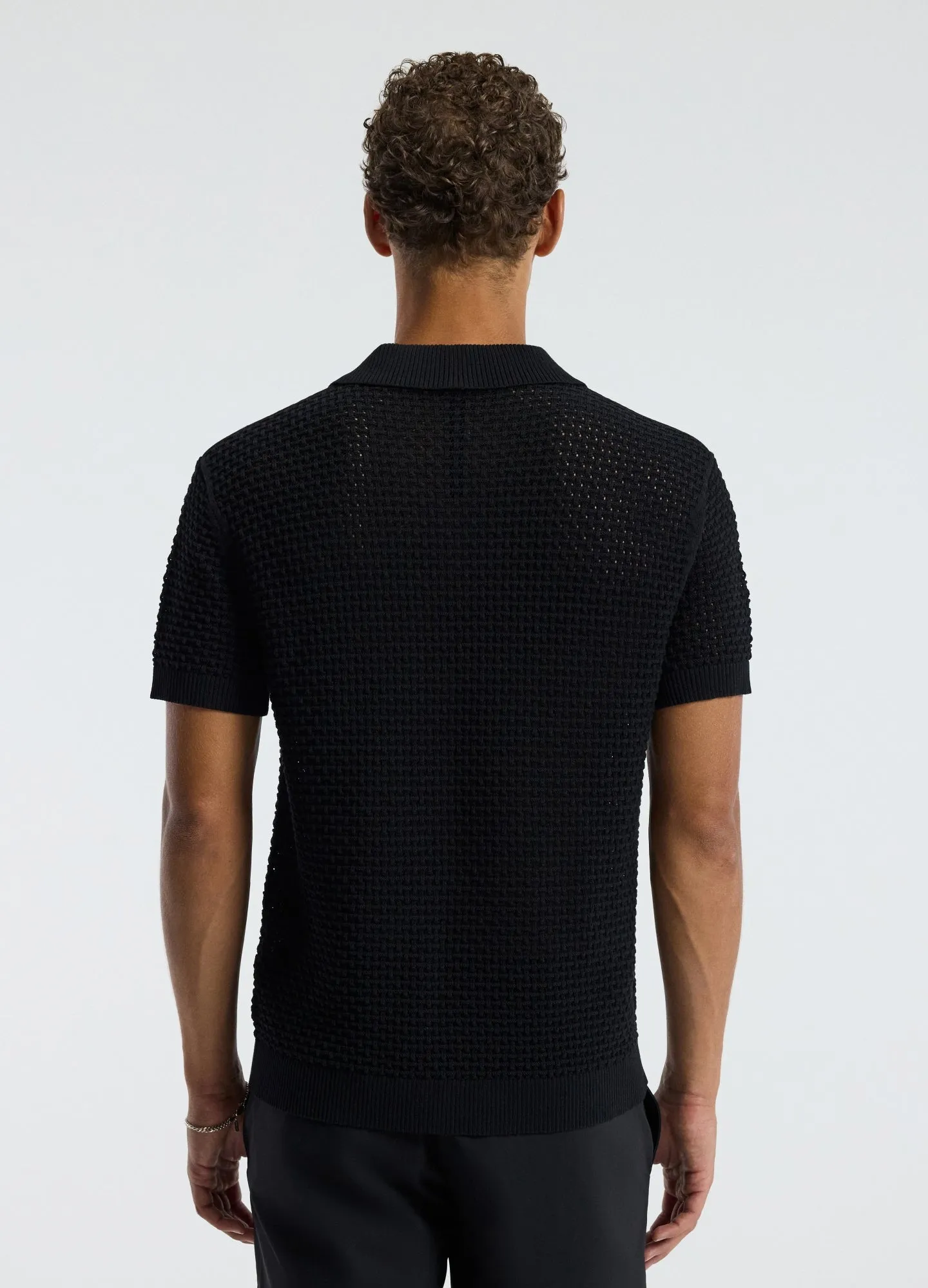 Textured Open Knit Polo Black sold by Calibre product image thumbnail 5