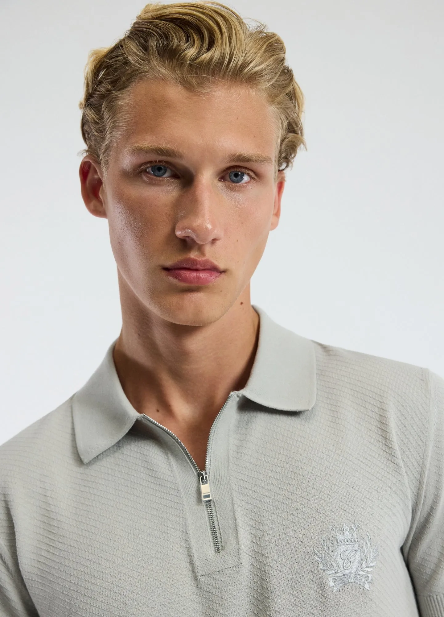 Cotton Zip Neck Polo Silver sold by Calibre product image thumbnail 4
