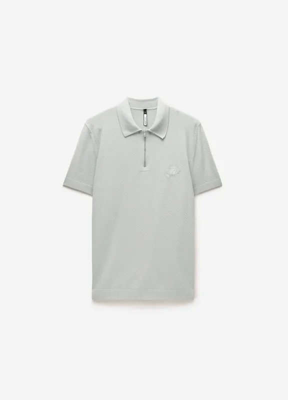 Cotton Zip Neck Polo Silver sold by Calibre