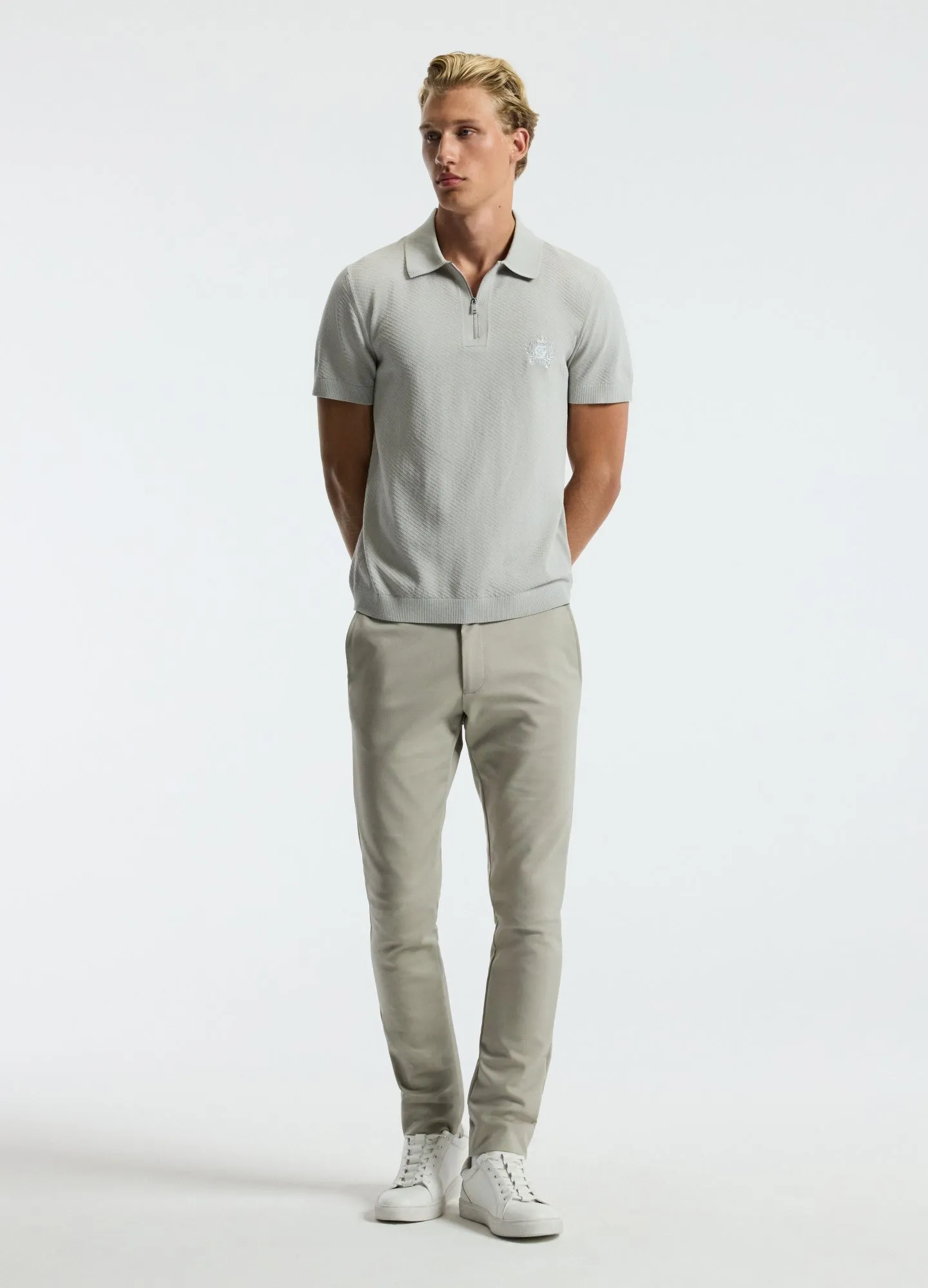 Cotton Zip Neck Polo Silver sold by Calibre product image thumbnail 2