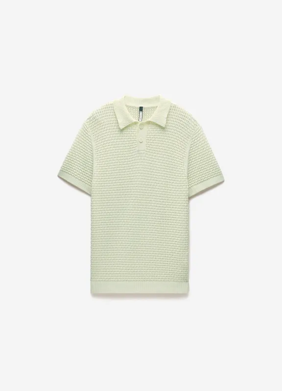 Textured Open Knit Polo Citron sold by Calibre