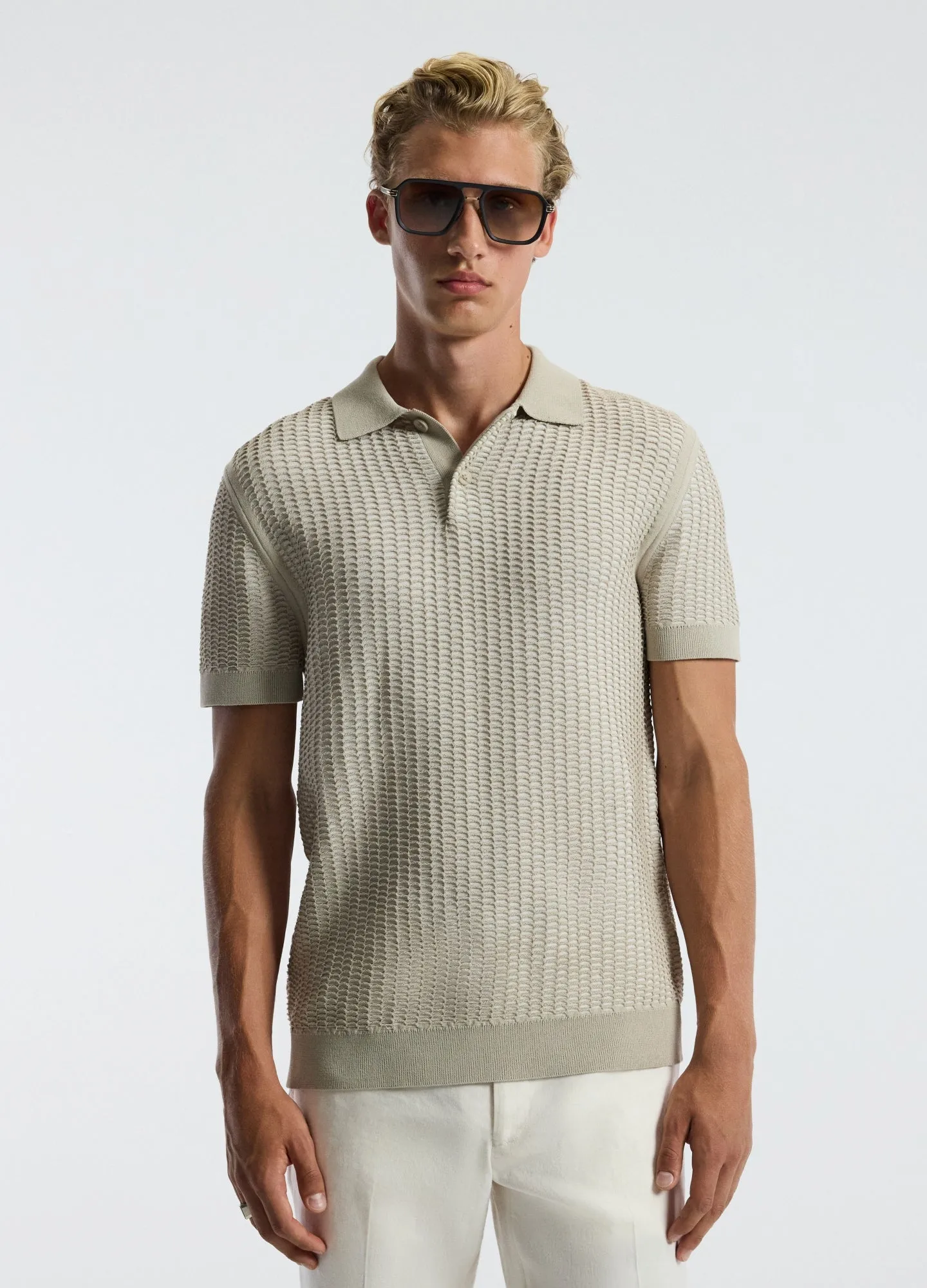 Honeycomb Knit Polo Stone sold by Calibre product image thumbnail 3