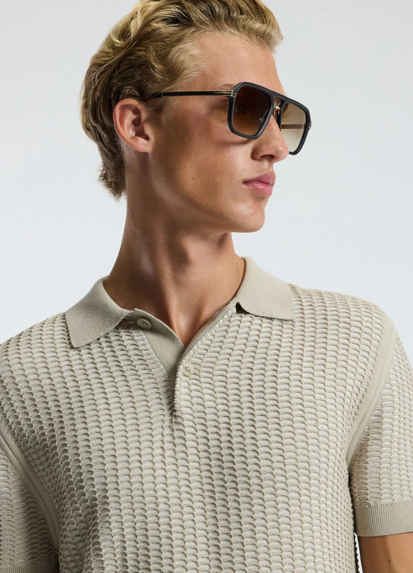 Honeycomb Knit Polo Stone sold by Calibre product image thumbnail 4