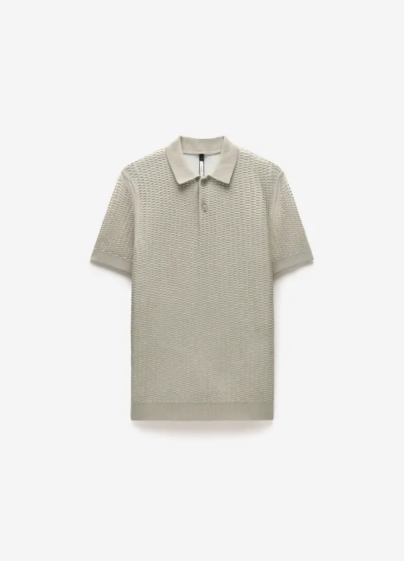 Honeycomb Knit Polo Stone sold by Calibre