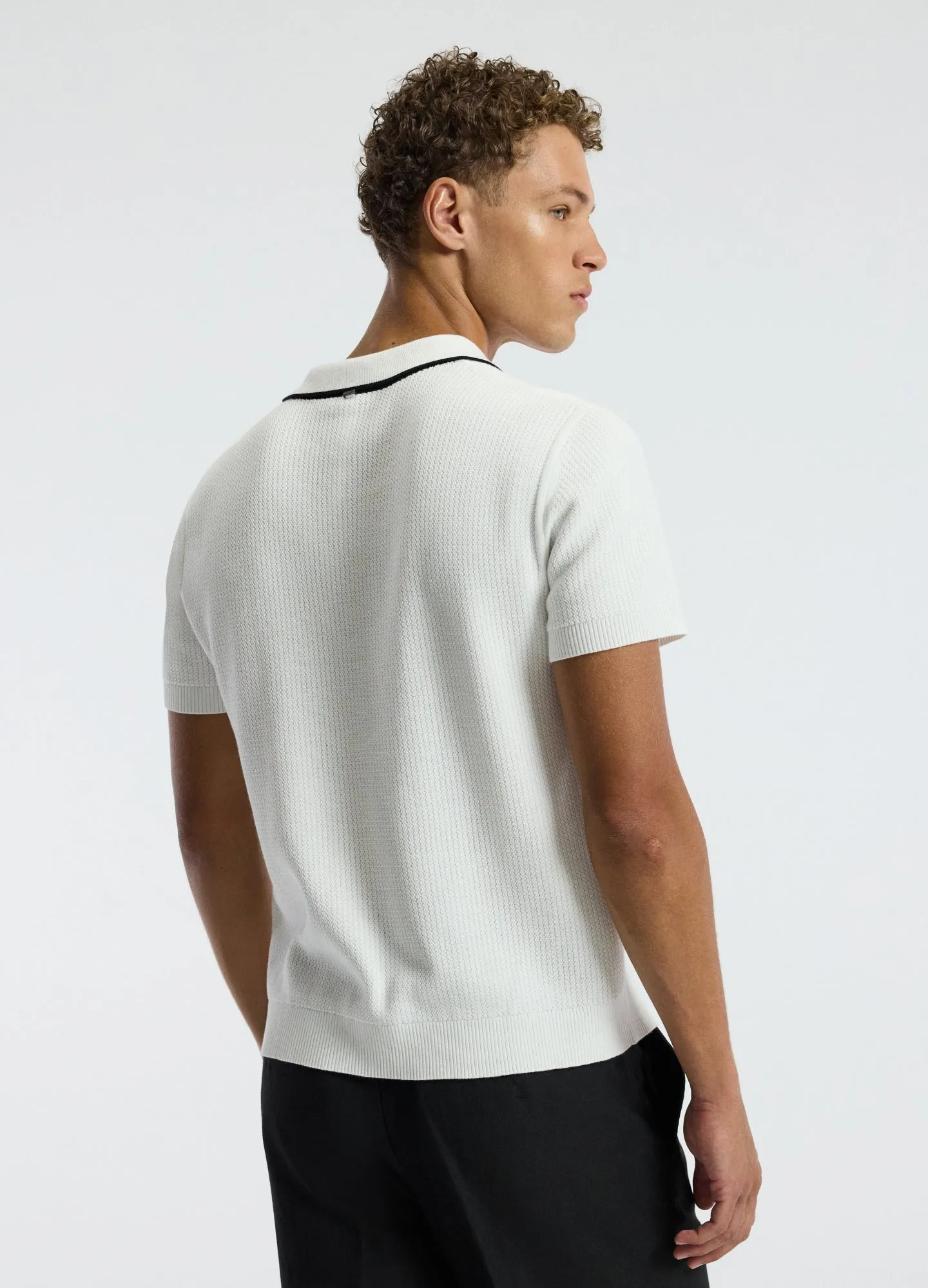 Tipped Edge Open Neck Polo Ivory sold by Calibre product image thumbnail 5