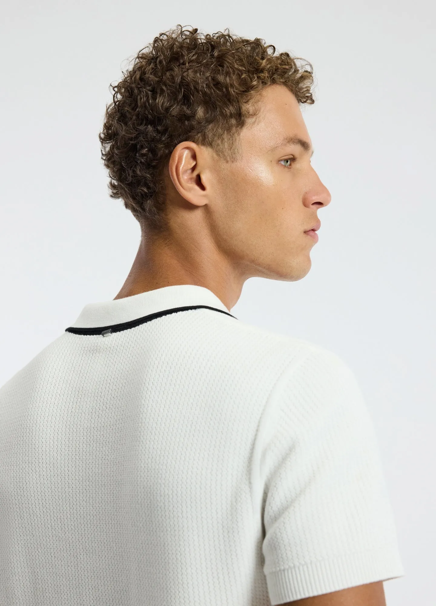 Tipped Edge Open Neck Polo Ivory sold by Calibre product image thumbnail 4