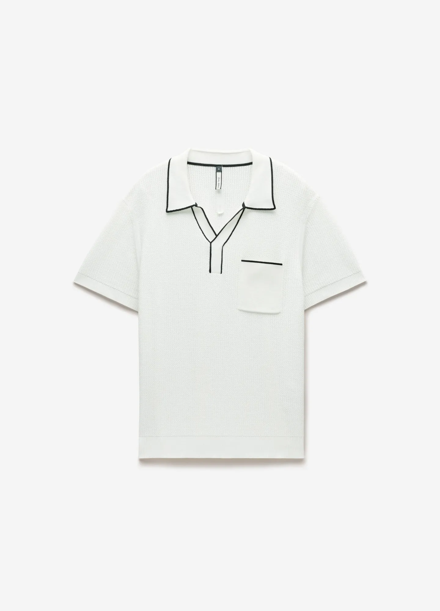 Tipped Edge Open Neck Polo Ivory sold by Calibre