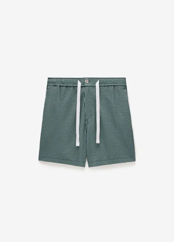 Striped Seersucker Knit Shorts Sea Green sold by Calibre