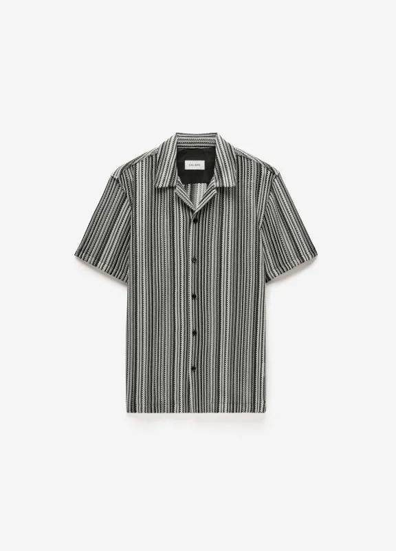 Mesh Stripe Shirt Black sold by Calibre