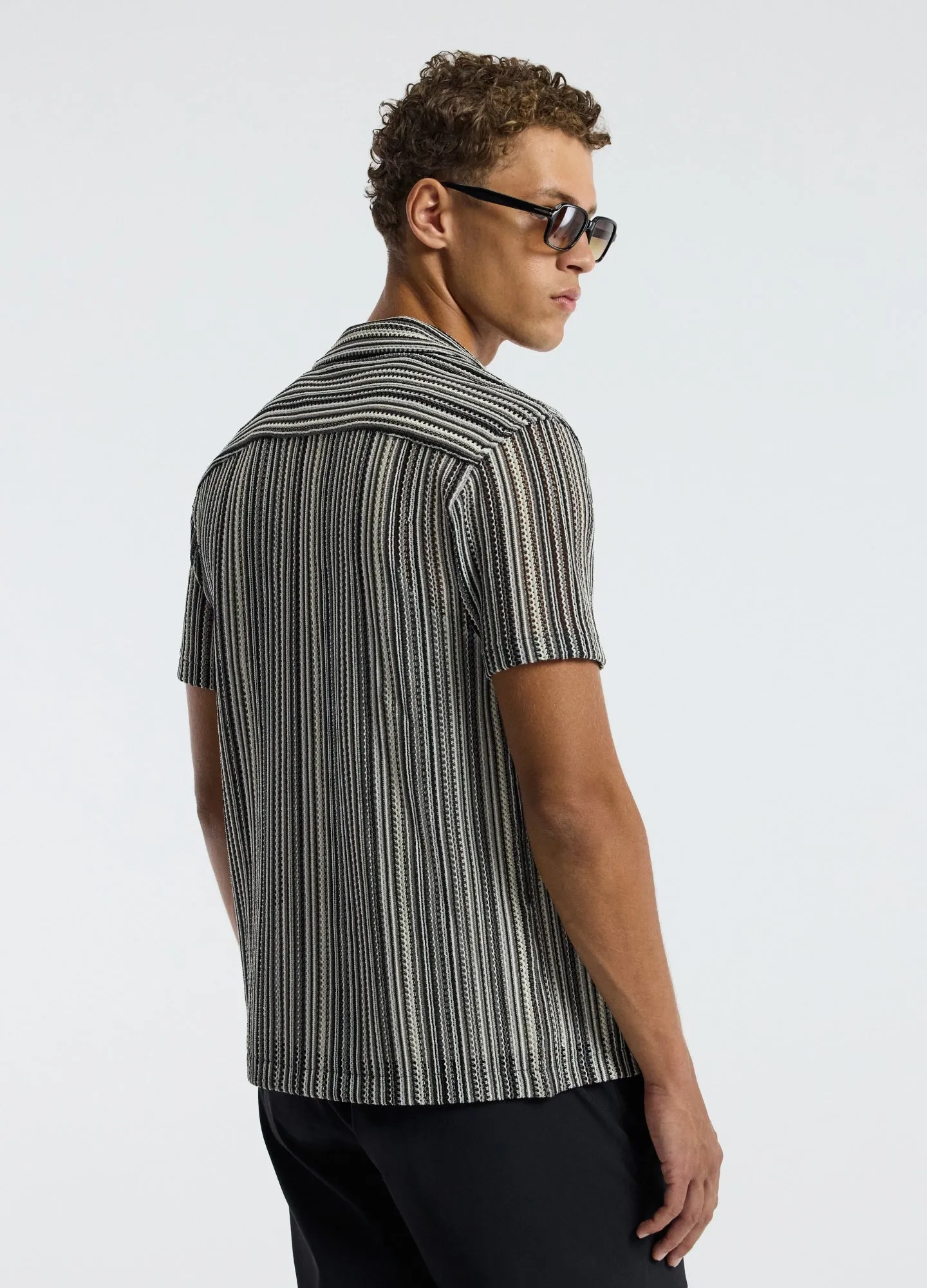 Mesh Stripe Shirt Black sold by Calibre product image thumbnail 5