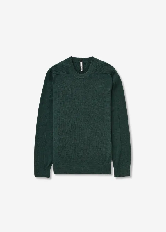 Rib Yoke Merino Crew Sweater Green sold by Calibre