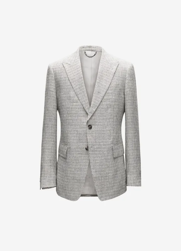 Thatch Check Linen Blazer White sold by Calibre