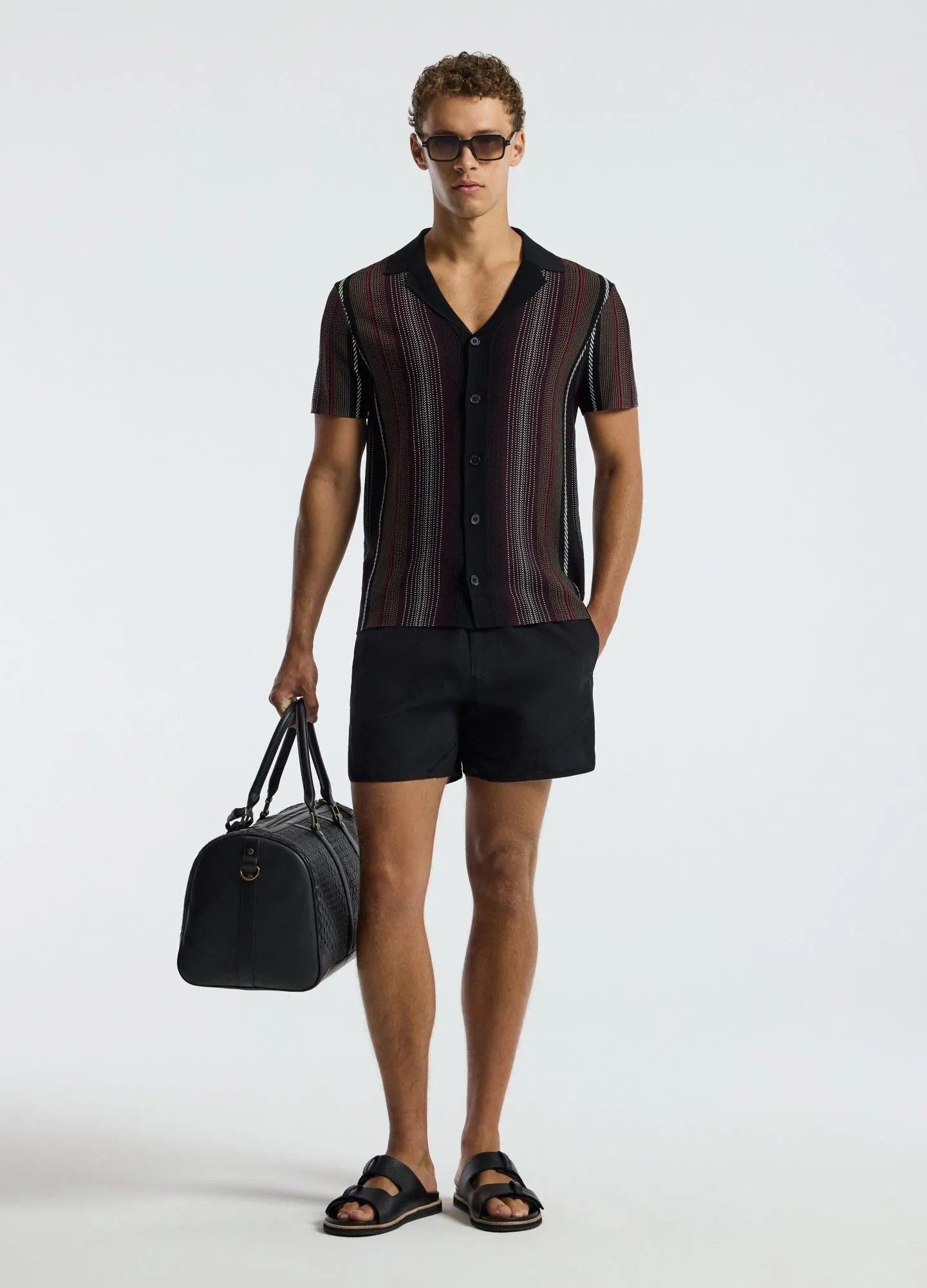 Striped Jacquard Knit Shirt Black sold by Calibre product image thumbnail 2