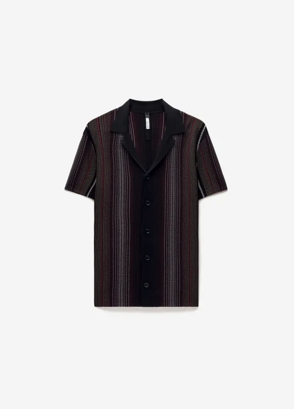 Striped Jacquard Knit Shirt Black sold by Calibre