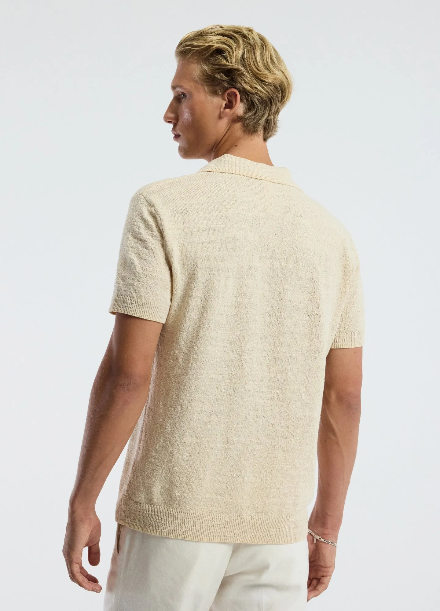 Bouclé Open Neck Polo Biscuit sold by Calibre product image thumbnail 5