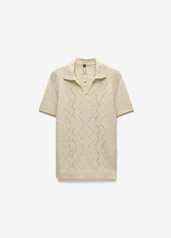 Bouclé Open Neck Polo Biscuit sold by Calibre