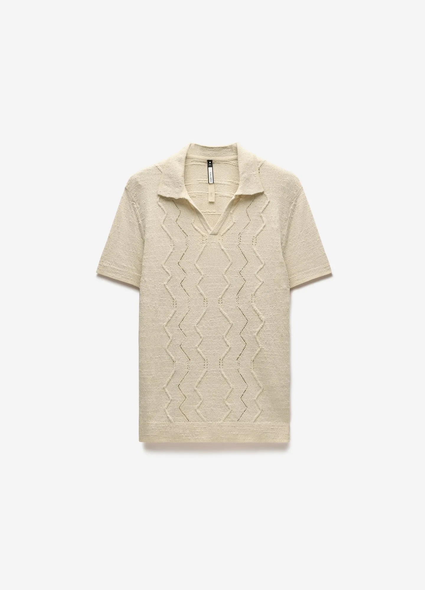 Bouclé Open Neck Polo Biscuit sold by Calibre
