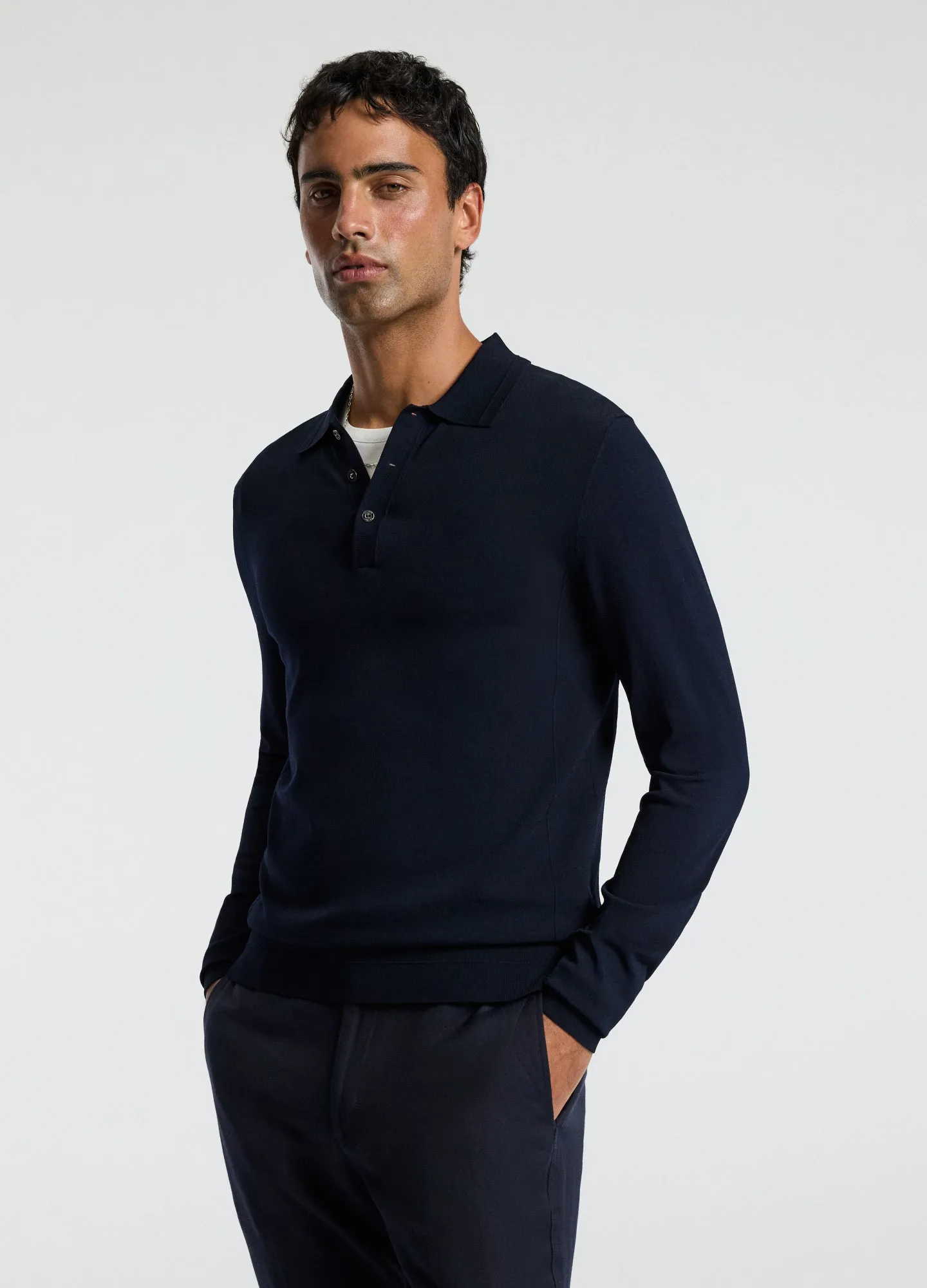 Long Sleeve Tech Knit Polo Naval Blue sold by Calibre product image thumbnail 3