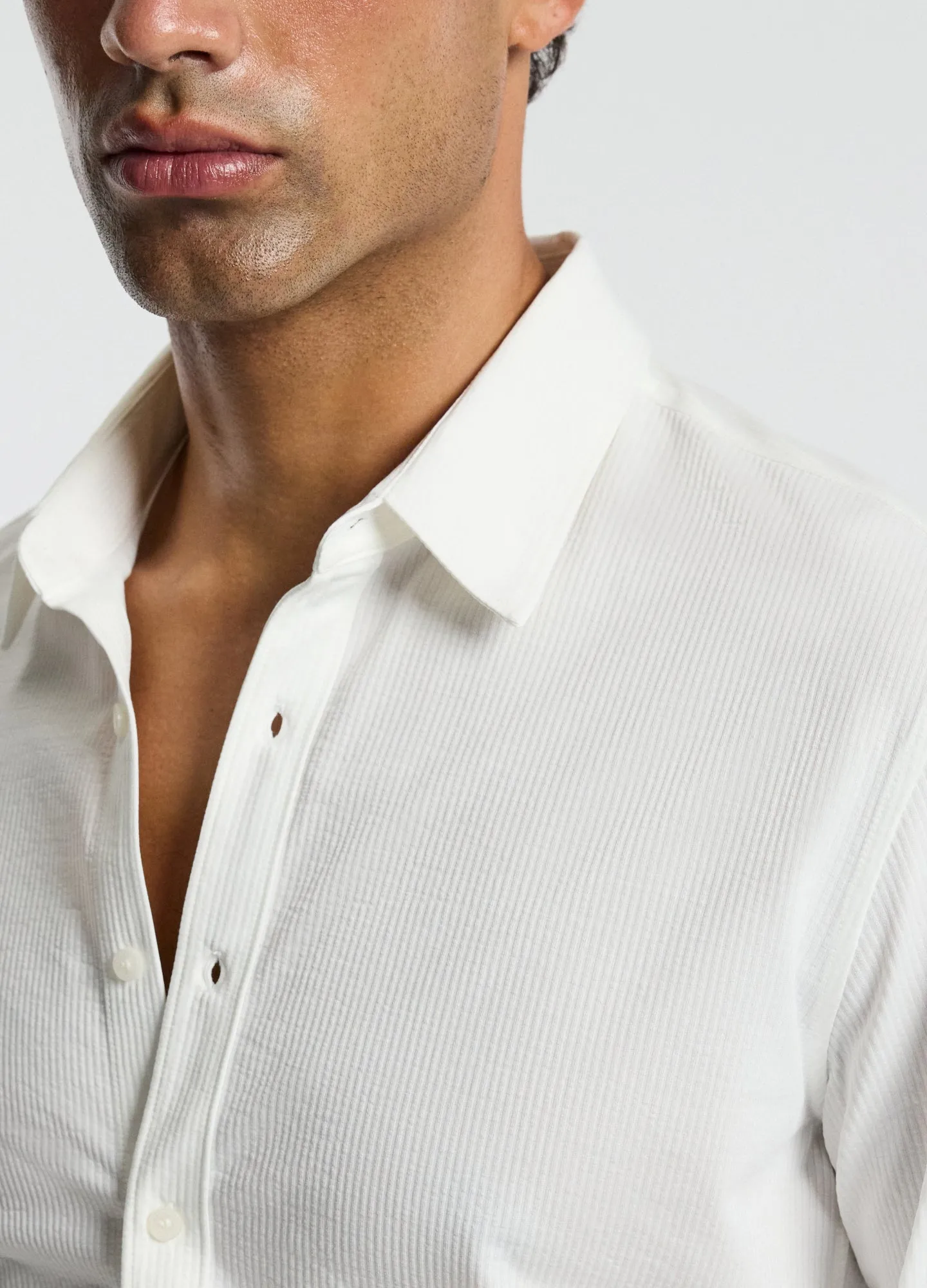 Textured Knit Stretch Shirt Off White sold by Calibre product image thumbnail 4