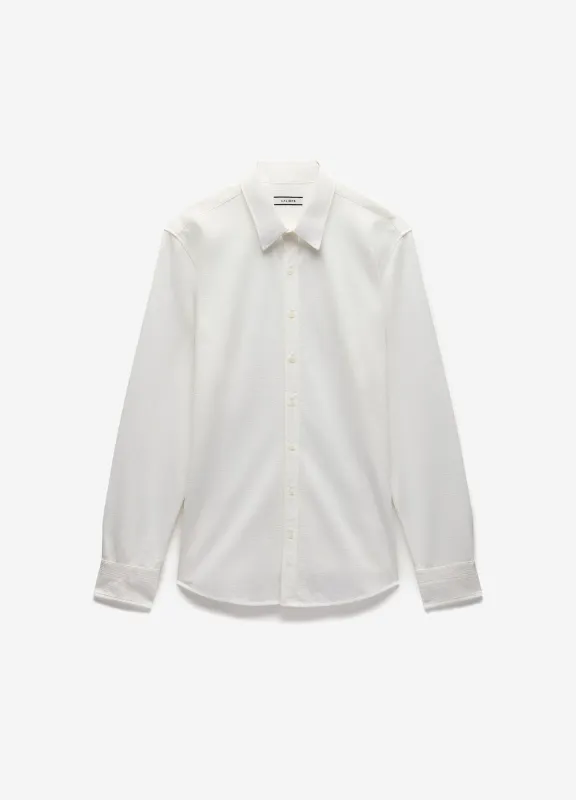 Textured Knit Stretch Shirt Off White sold by Calibre