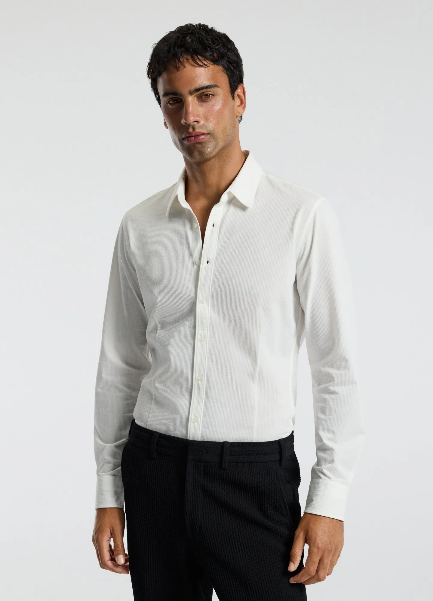 Textured Knit Stretch Shirt Off White sold by Calibre product image thumbnail 3