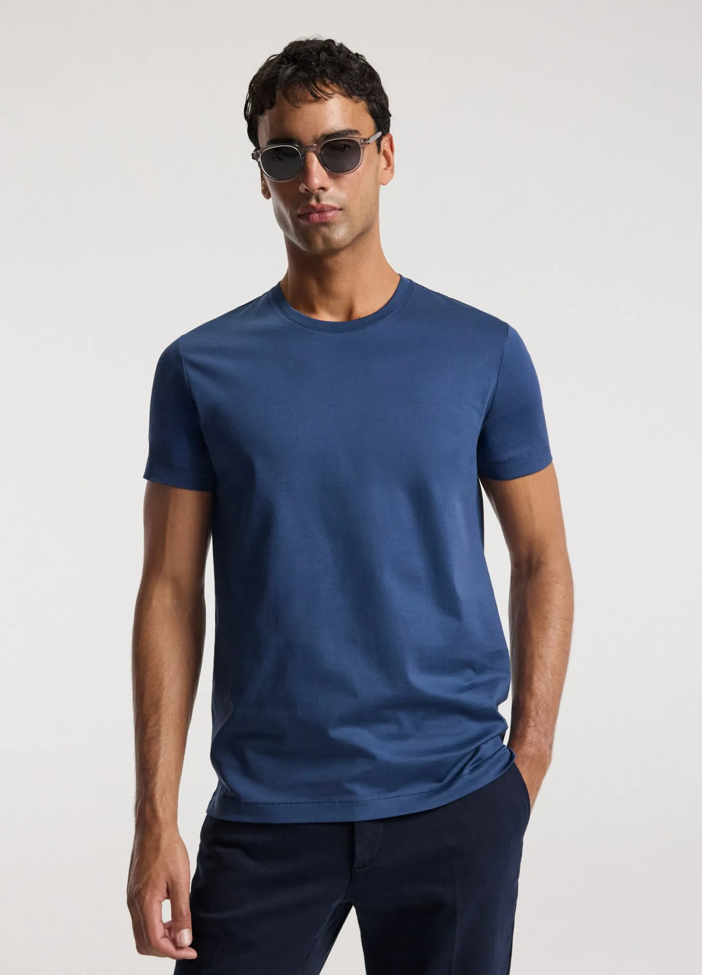 Mercerised Crew Neck T-shirt Marine sold by Calibre product image thumbnail 3