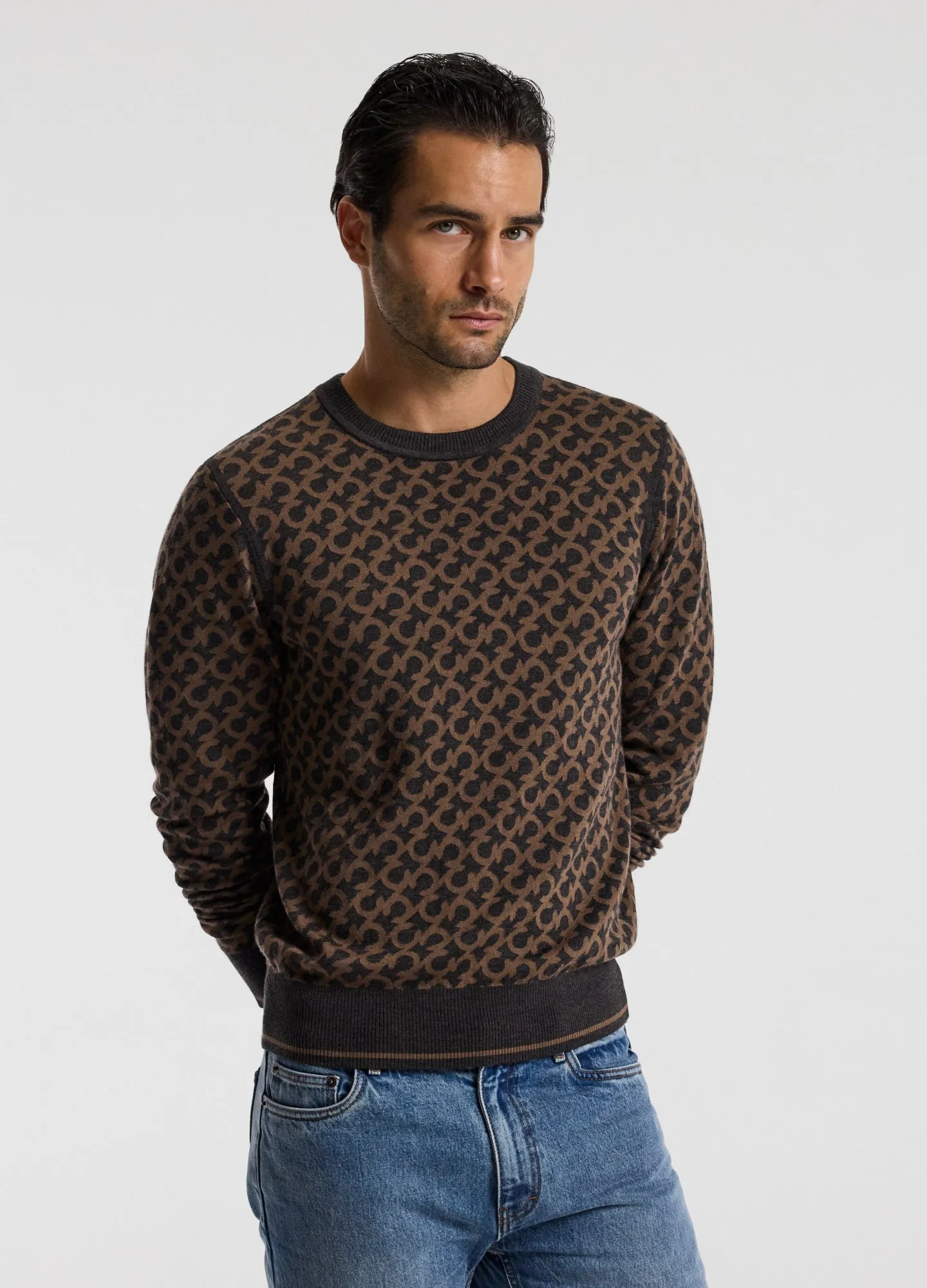 Monogram Jacquard Merino Wool Sweater Camel sold by Calibre product image thumbnail 3