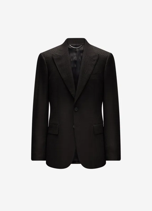 Jacquard Wool Suit Jacket Chocolate made by Calibre