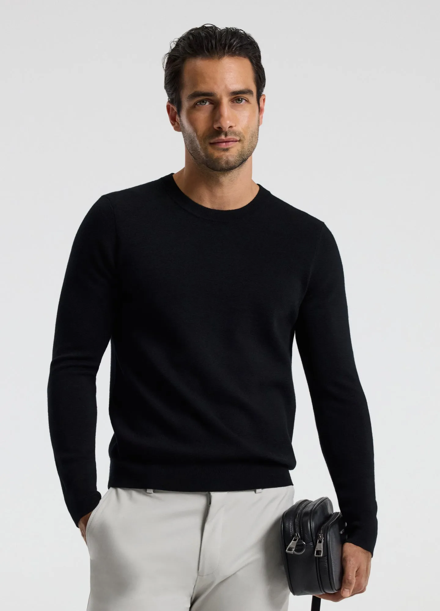Merino Wool Crew Neck Sweater Black sold by Calibre product image thumbnail 3