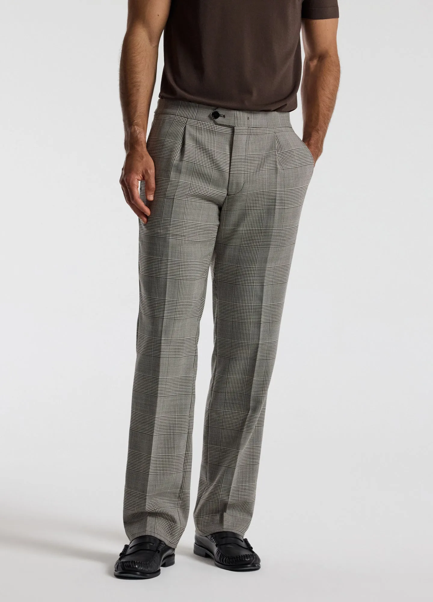 Tailored Check Wool Pants Mocha sold by Calibre product image thumbnail 3