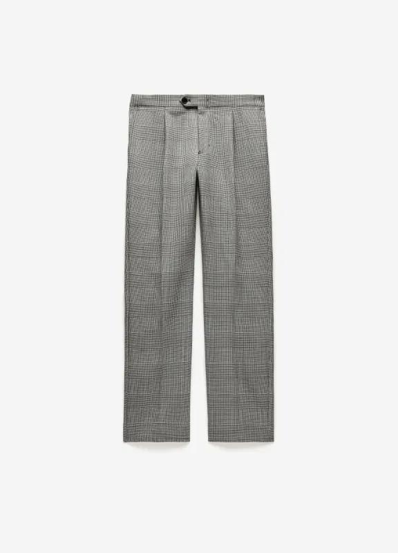Tailored Check Wool Pants Mocha made by Calibre