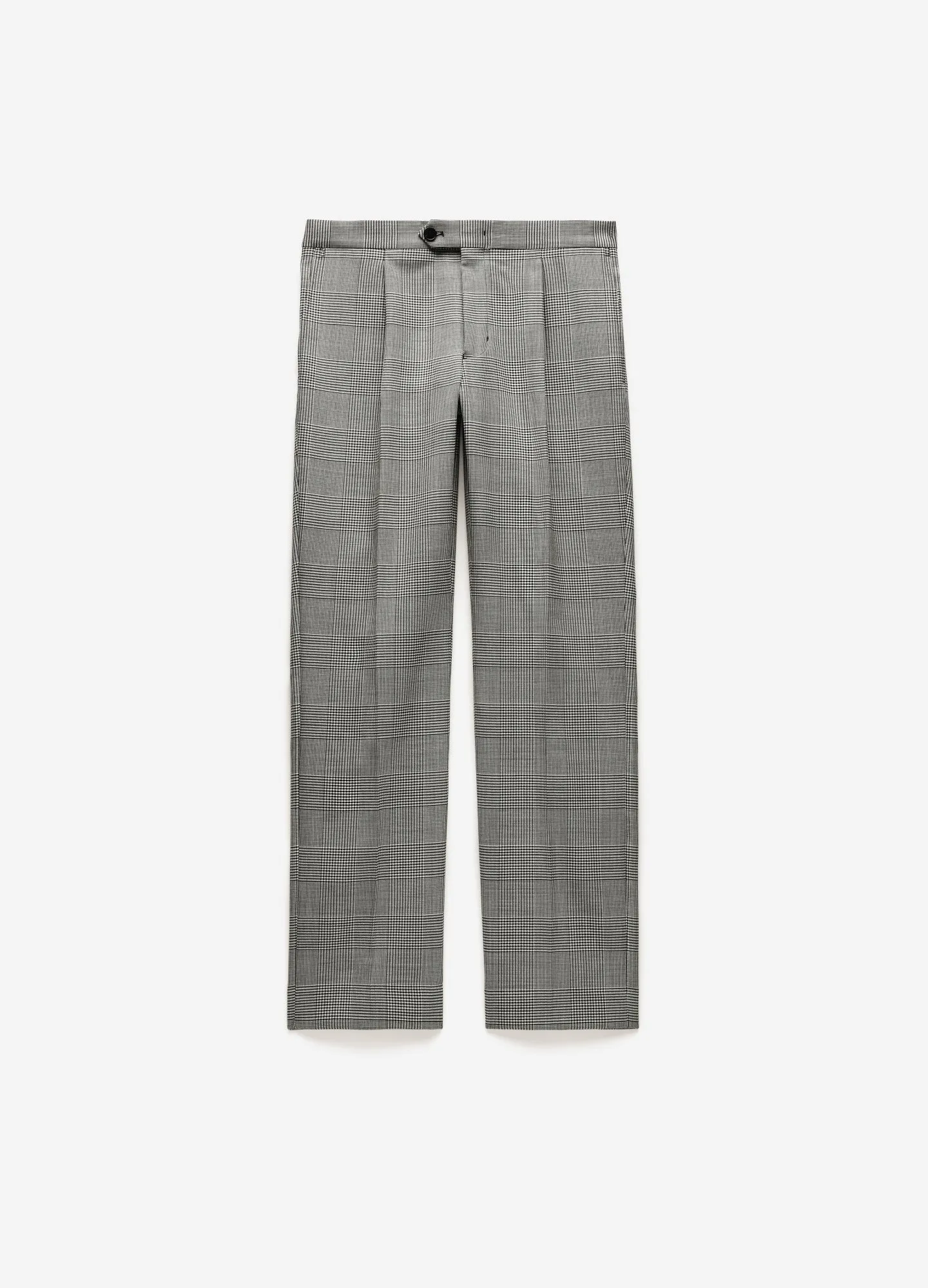 Tailored Check Wool Pants Mocha sold by Calibre