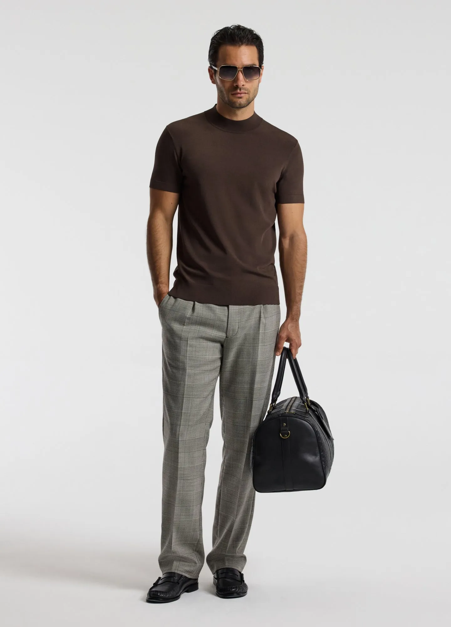 Tailored Check Wool Pants Mocha sold by Calibre product image thumbnail 2