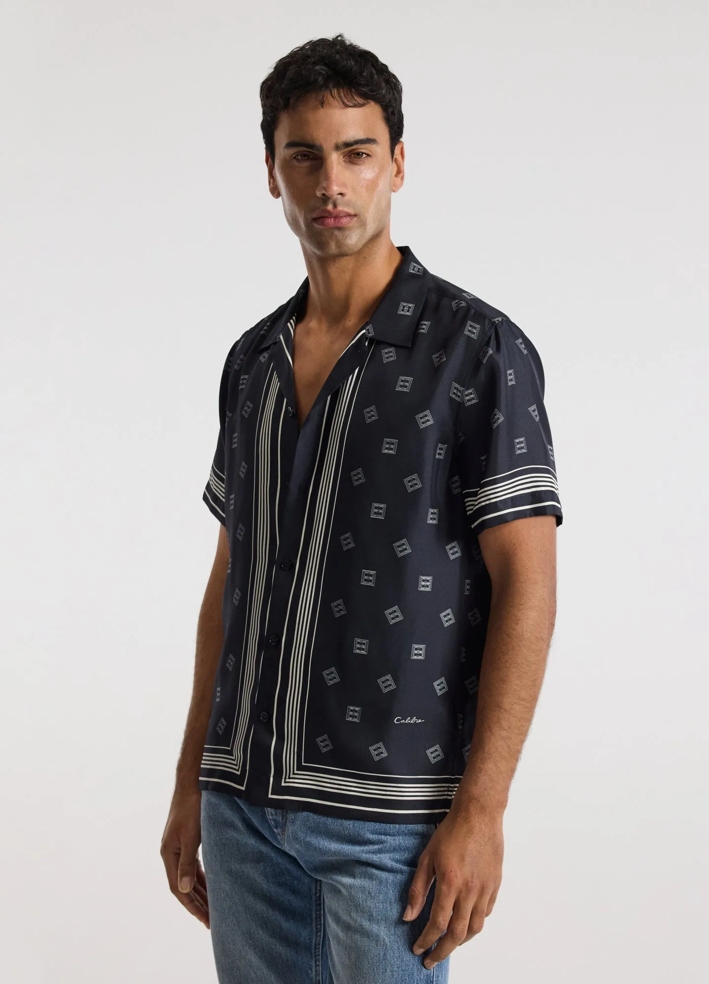 Monogram Scarf Silk Shirt Navy sold by Calibre product image thumbnail 3