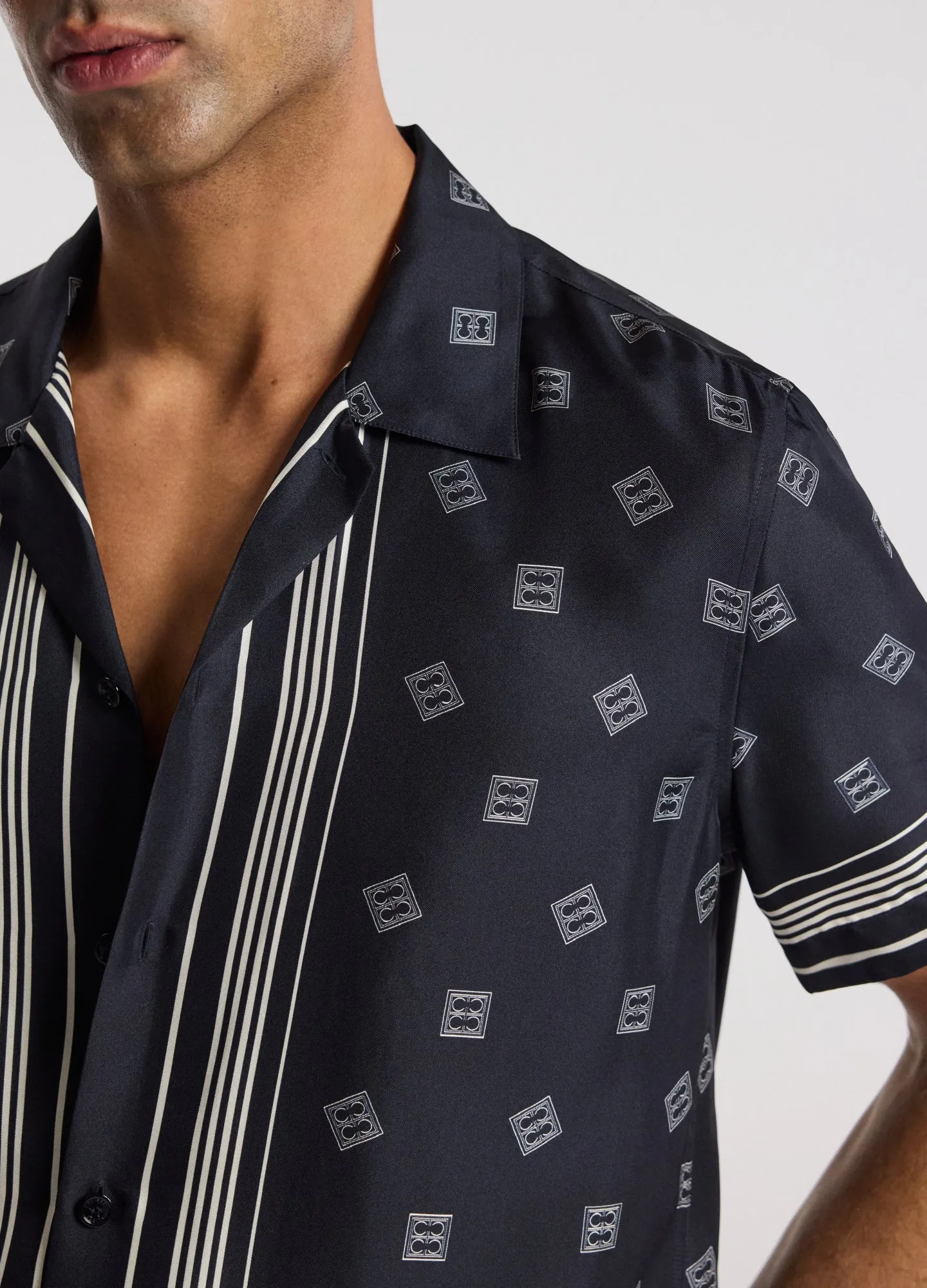 Monogram Scarf Silk Shirt Navy sold by Calibre product image thumbnail 4
