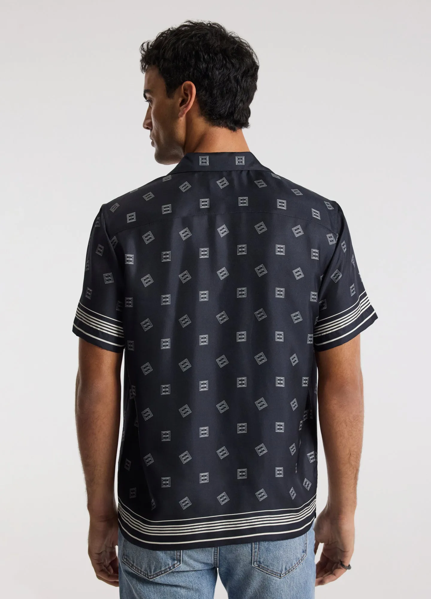 Monogram Scarf Silk Shirt Navy sold by Calibre product image thumbnail 5