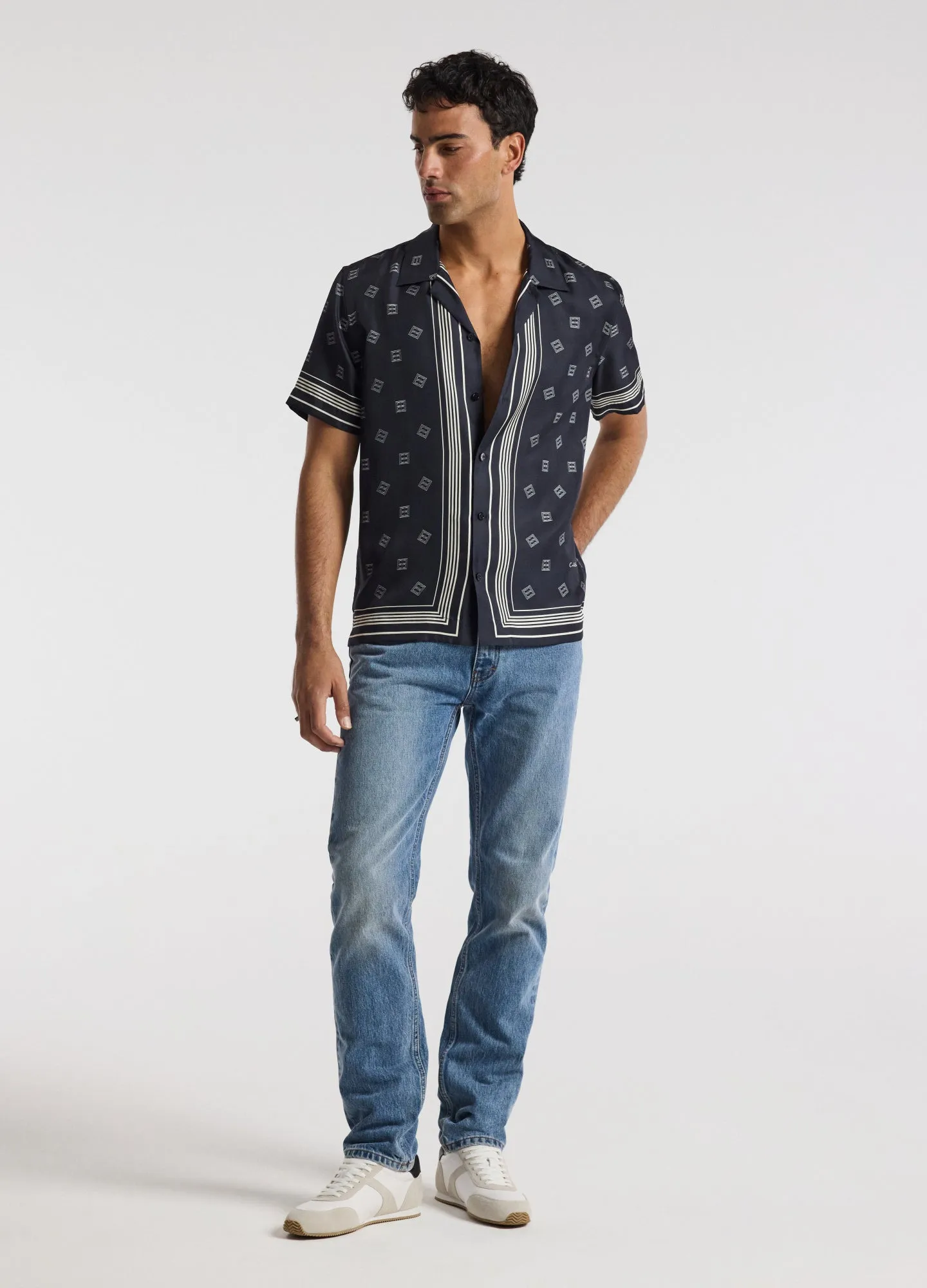 Monogram Scarf Silk Shirt Navy sold by Calibre product image thumbnail 2