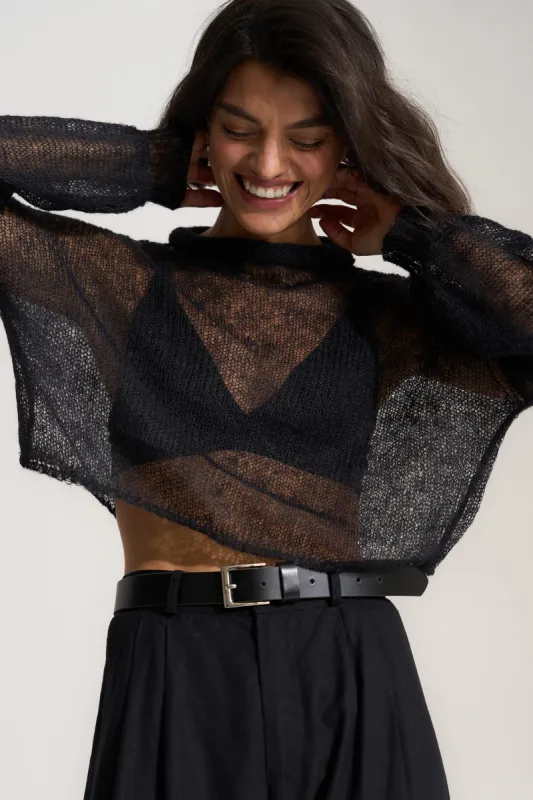 Lina Sheer Pullover - Black sold by Callahan