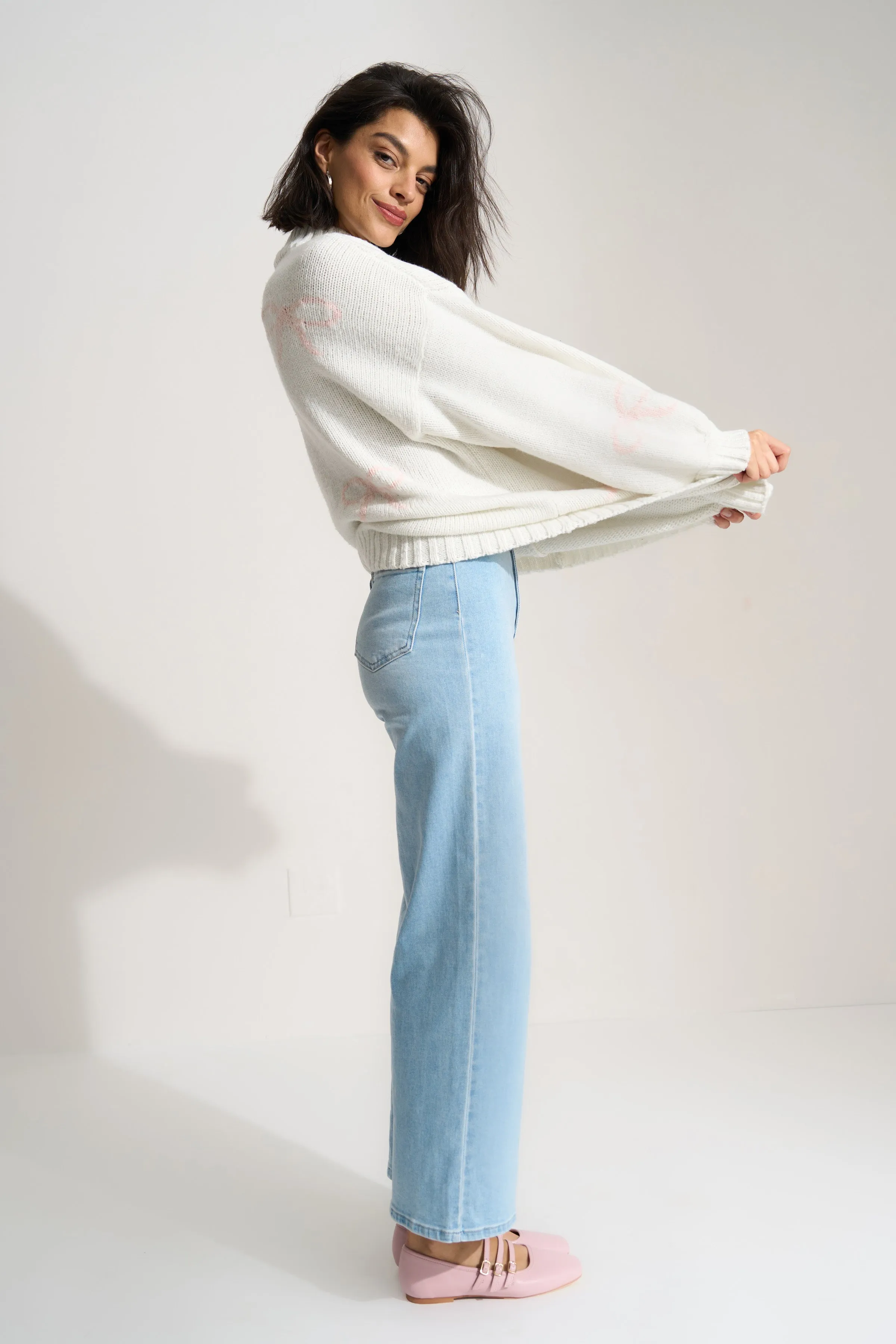 Bellamy Knit Pullover - White Bow sold by Callahan product image thumbnail 4